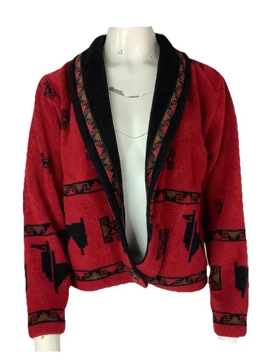 county clothing co Jackets & Blazers - Vintage 90's County Clothing Sz S Aztec Peruvian Western Fleece Jacket Red